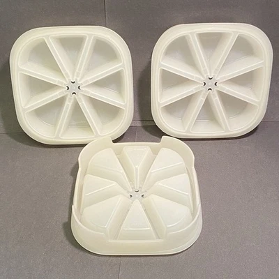 3 Tupperware Stackable Ice Cube Trays 1468 Triangle Wedge 5 1/4" Vintage - Image 1 of 4