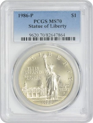 1986-P Statue of Liberty Silver Commemorative Dollar MS70 PCGS Mint State 70 - Image 1 of 2