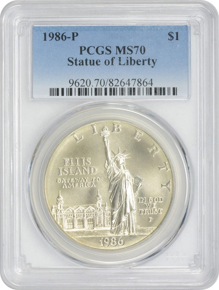 1986-P Statue of Liberty Silver Commemorative Dollar MS70 PCGS Mint State 70 - Image 1 of 2