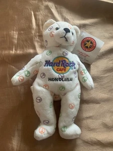 Herrington Teddy Bears Hard Rock Cafe Honolulu Peace Plush Beanie Bear NWT 2005 - Picture 1 of 6