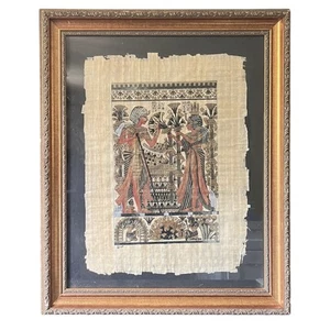 Papiro egiziano dipinto a mano "Matrimonio di Tutankhamon" dipinto firmato 19 x 23" - Foto 1 di 7