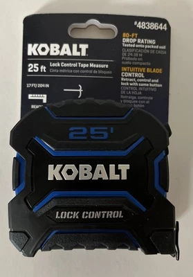 Kobalt Lock Control 25 Ft Measuring Tape Double Hook 17’ Reach Heavy Duty New! - Image 1 of 4