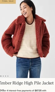 Faherty Rust Sherpa Teddy Jacket cappotto in pile con bottoni davanti taglia Large prezzo al pubblico consigliato $349 - Foto 1 di 10