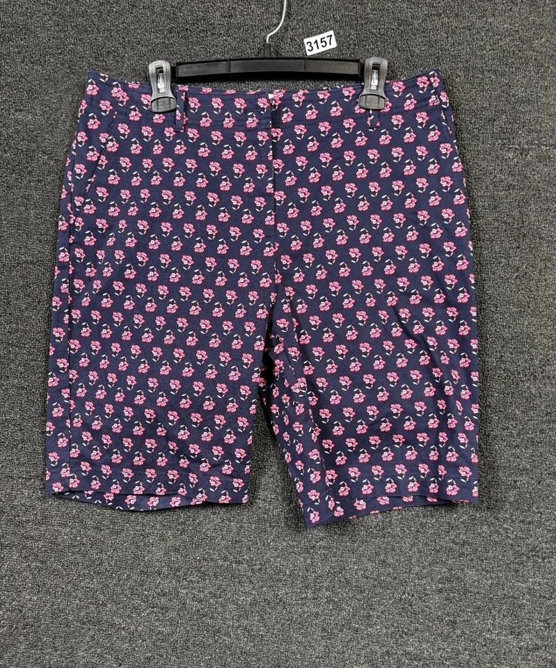 Bermudas Talbots para mujer azul marino estampado floral talla 14 algodón spandex Foto 1 de 4