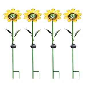 Better Homes & Gardens 30.3" Sunflower Solar Powered Glass Garden Stakes (4 P - Picture 1 of 9