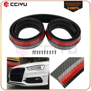 Front Bumper Lip Splitter Spoiler Chin Body Wing Kit Universal Rubber Black - Foto 1 di 9