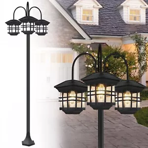 Outdoor Solar Lamp Post Lights, Aluminum Classic Black Light Pole, Solar Stre... - Picture 1 of 9