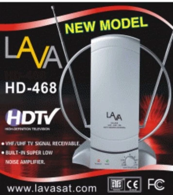 ANTENA TV HDTV INTERIOR/EXTERIOR LAVA HD-468 VHF/UHF/FM, amplificador de bajo ruido, blanco Foto 1 de 2