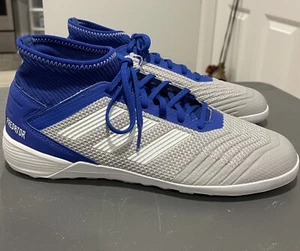 Adidas Men's Sz 8 Predator 19.3 Indoor Soccer Shoes (Grey /White/Blue) D97963 - Picture 1 of 14