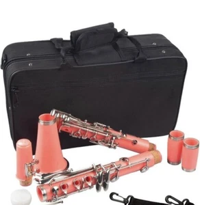 Clarinet Set Red ABS Clarinet Bb Cupronickel Plated With Cleaning Cloth Gloves - Picture 1 of 4