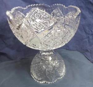 Tazón punzón de cristal de corte vintage Starburst corte diamante excelente - Imagen 1 de 12