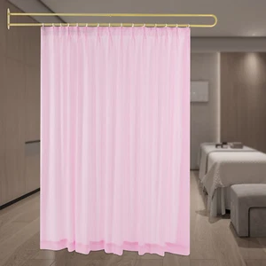 Privacy Partition Curtain Metal Support Wall Mounted U-Shape Room Divider 2M - Picture 1 of 20