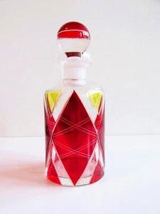 KARL PALDA style Czech/Bohemian Geometric Engraved Glass Perfume Bottle - Picture 1 of 9