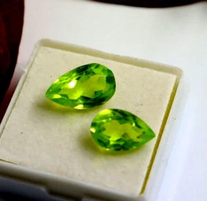Coppia 12 carati taglio di pera peridoto verde naturale certificato EGL pietra preziosa sfaccettata - Foto 1 di 8