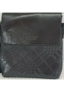 Ladrenzhizun Mens Messenger Man Bag Black Leather Crossbody Flap Pocket Zipper - Picture 1 of 4