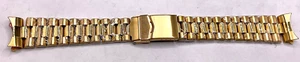 New SOLID Roller LINK Goldtone Watch Band w/Curved Ends - Picture 1 of 4