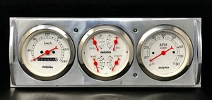 1941 1942 1943 1944 1945 1946 CHEVY TRUCK 3 GAUGE CLUSTER WHITE METRIC - Picture 1 of 8