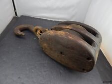jumbo Antique Wood & Iron PULLEY BLOCK from an Old Barn