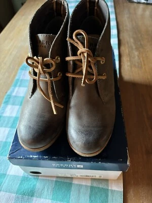 Sperry Topsider Harlow Grafito Cuña Cuero Marrón Pulido Botas Zapatos 6.5 Foto 1 de 4