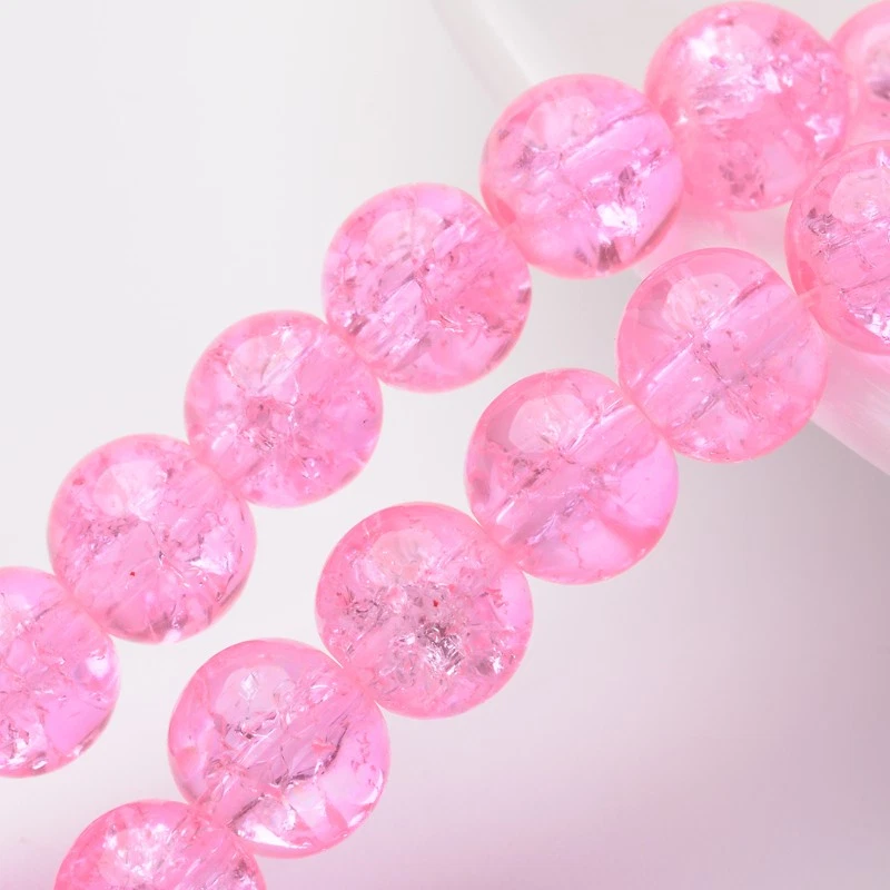 Cuentas de vidrio craquelado transparente de 31,4" htrd redondas lisas cuentas sueltas artesanales de 8 mm de diámetro Foto 1 de 1