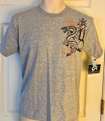 GK BOYS MEDIUM DRAGON T-SHIRT SSLV HEATHER GRAY COTTON GK GRAPHICS SZ M NWT! - Image 1 of 4