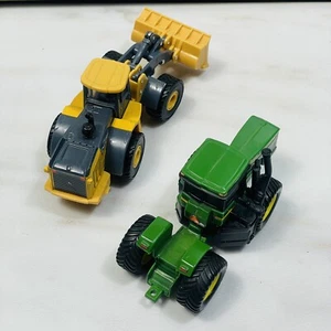 ERTL John Deere Tractor Toys Bulldozer Farm Machine Equipment 2pc Green Yellow - Picture 1 of 22