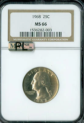 1968 WASHINGTON QUARTER NGC MS66 MAC PL  RARE . - Image 1 of 4