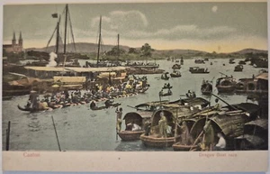 Vintage Postkarte Drachenbootrennen Kanton China b AA39 - Bild 1 von 2