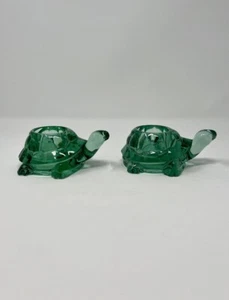 Indiana Glass Pair Spanish Green Turtle Votive Candle Holders Made in USA #12144 - Picture 1 of 24