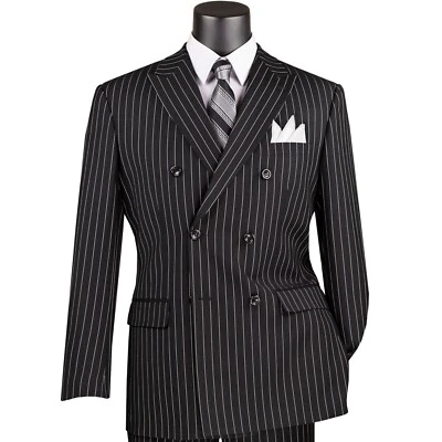 Traje VINCI Hombre Rayas Doble Pecho 6 Botones - 38S-62L, 8 Colores - NUEVO Foto 1 de 4