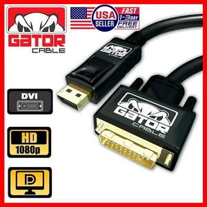 DisplayPort to DVI-D 24+1 Dual Link Video Cable Adapter 1080P HD Gold Plated PC - Picture 1 of 13
