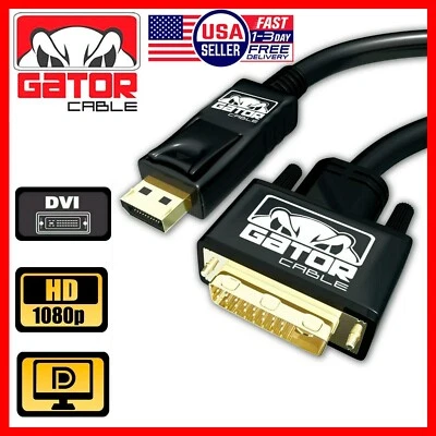 DisplayPort to DVI-D 24+1 Dual Link Video Cable Adapter 1080P HD Gold Plated PC - Image 1 of 4
