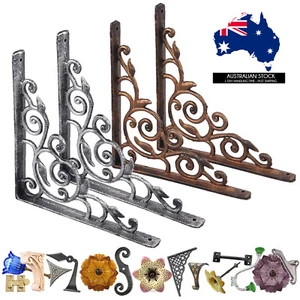 2X Cast Iron Shelf Brackets Vintage Pattern Bracket DIY Decoration Industrial AU - Picture 1 of 14