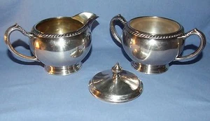 Vintage Oneida Silverplate Hollowware Creamer and Sugar Bowl w/ Lid - Fiesta - Picture 1 of 5