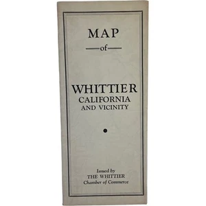 Vintage 1940 Map Of Whittier California Vicinity Chamber Of Commerce Los Angeles - Picture 1 of 3