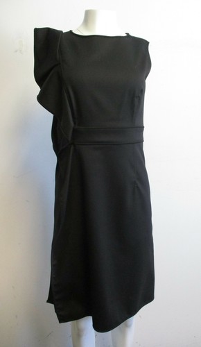 VALENTINO TECHNOCOUTURE abito tubino elasticizzato senza maniche con volant laterali nero tg 6