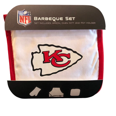 Kansas City Chiefs Barbecue Set Apron Oven Mitt Pot Holder NFL McArthur Towel Co Cover