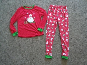 CHRISTMAS PAJAMAS pjs set size 10 red Snowman unisex boy girl - Picture 1 of 4