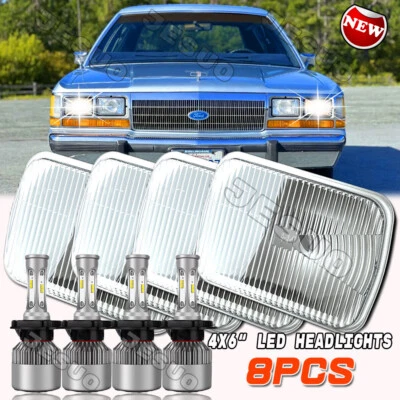 4pcs 4X6" LED Headlight Hi/Lo Beam DRL Turn Signal Lamp for 1980-1991 Ford LTD Foto 1 de 4