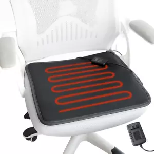 Heated Pad for Office Chair, Square Leather Heating Pad with Auto Shut off & Int - Picture 1 of 7