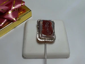 Antico cammeo agata onice intagliato centuriano rivolto a sinistra 14 kt Y/oro bastone pin10869 - Foto 1 di 6