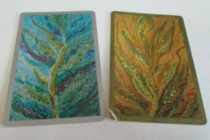 Abstract Paintings - Swap Cards - Blue and Brown Features - Vintage Pair - 1970s - Bild 1 von 5
