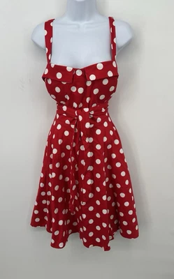 Polka Dot Retro 50s Rockabilly Swing Dress Red /white mini  Pin up dress - Image 1 of 4