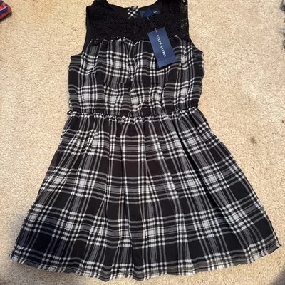 Vestido xadrez POLO RALPH LAUREN preto e branco para meninas tamanho 4 - Imagem 1 de 3