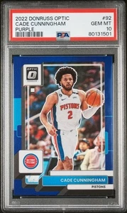 2022-2023 Panini Donrus Optic Cade Cunningham Purple #92 PSA 10 - Picture 1 of 2