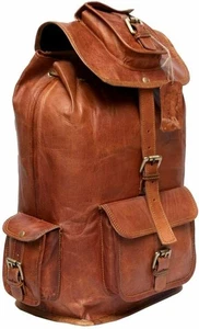 Leather Backpack Bag Vintage Genuine Rucksack Men's Laptop Travel Brown Handmade - Picture 1 of 6