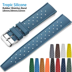 Tropical Silicone Watch Band 18mm 20mm 22mm Strap for Seiko Oris Citizen & Casio - Picture 1 of 16