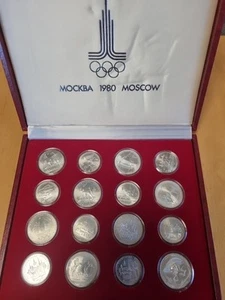 Komplettsatz 28x 5 + 10 Rubel Olympische Spiele Moskau 1980 im Etui - Bild 1 von 13