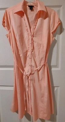 Mujer Rafaella Camisa Vestido Manga Corta Botón Delantero Coral Talla XL Foto 1 de 4
