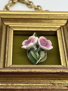 "Capodimonte Porcelana Flores Enmarcado Colgante de Pared Italia Vintage 14""" - Imagen 1 de 7